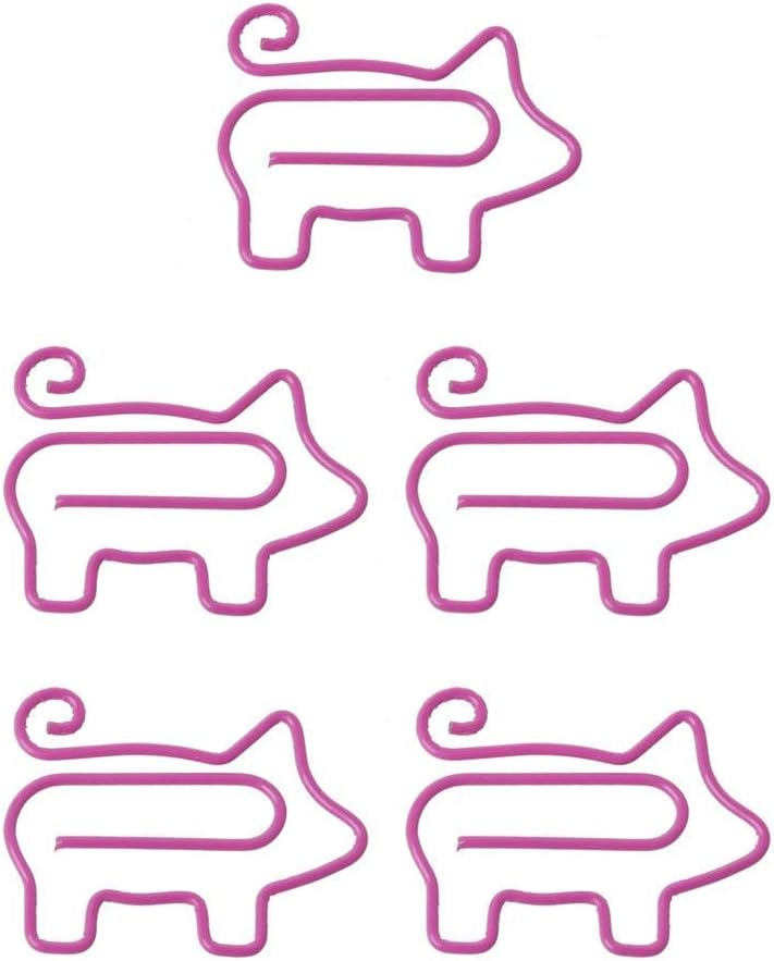 25 Pcs Cute Pink Creative Animal Shape Paper Clips Piggy Paper Clip for Office Supplier School Student