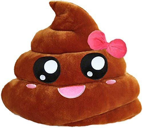 Cool mall Poop Shaped Emoticon Funny Cushion Pillow Emoji Stuffed Plush Soft Toy (Bowknot)