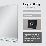 EMKE Frameless Mirror with Shelf Small Bathroom 60x45cm Rectangle view 6