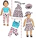 American Doll Clothes fit American 18'' Girl Dolls, 19 pcs 18 inch Doll Accessories Including 8 Complete Sets of Clothing Outfits with Hair Bands and Cap