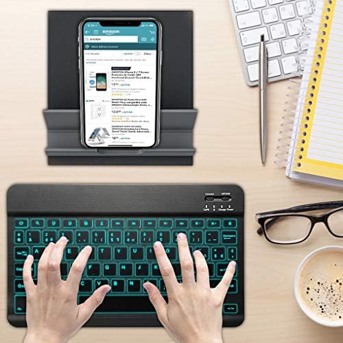 HOTLIFE Clavier Français Bluetooth sans Fil, Clavier Rétroéclairé [AZERTY français] Wireless Bluetooth Ultra Fin avec Batterie Rechargeable, Systèmes iOS, Longue Durée de Veille Léger et Portable