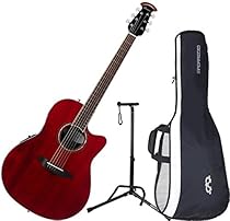 Ovation CS28-RR Celebrity Standard Super Shallow Ruby Red A/E Guitar with Gig Bag and Stand
