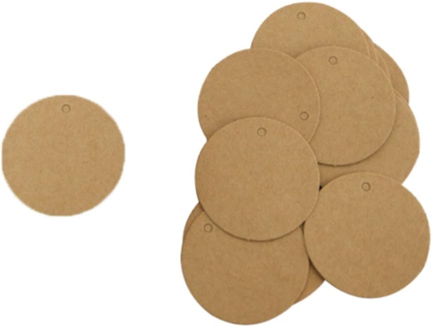 Dosige 100 PCS Round Shape Small Hanging Kraft Paper Tag Blank Craft Gift Tags DIY Tags for Wedding