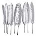 50pcs Gold & Silver Feathers 4-6 inch Natural Feather for a Variety of Crafts and Apparel (Silver）