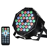 LUNSY 36 LEDs DJ Par Lights, RGB Changeable Color 7 Lighting Modes Stage Lights Remote Control