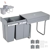Kosiehouse 30L Dual Slide Out Garbage Can with Lid, 10L+20L Double Pull Out Kitchen Garbage Bin, Sliding Recycling Trash Can 
