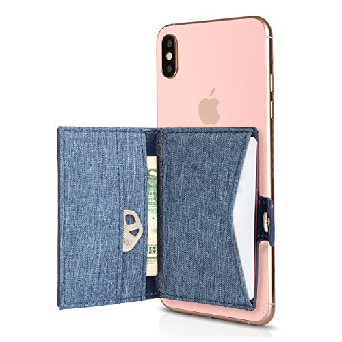 Cell Phone Card Holder Stick on Wallet Phone Pocket for iPhone, Android and All Smartphones (Sea Blue)
