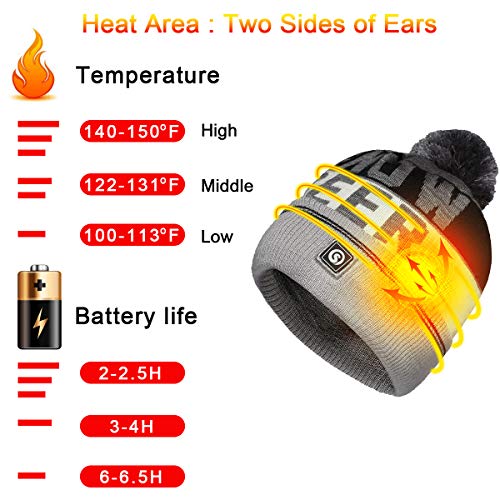 SNOW DEER Heated Hat Electric Battery Heated Beanie Hats for Men