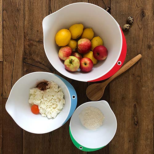 Plastic Mixing Bowls Set of 3 Plastic Mixing Bowls with a NonSlip
