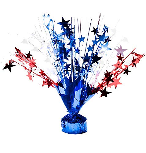 PMU Star Gleam 'N Burst Centerpiece (Red, White, Blue) Party Accessory (1 Count) (1/pkg) Pkg/3