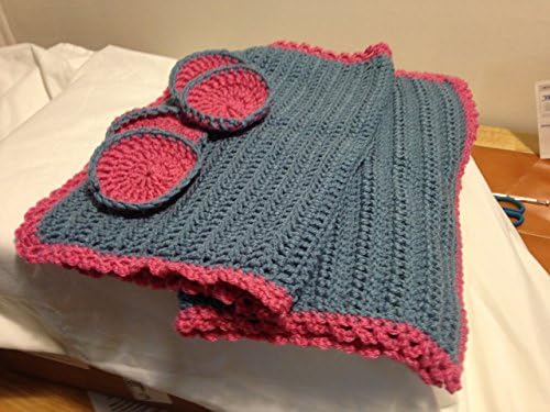 Scarves Coasters handmade pink slate blue rectangle round crochet