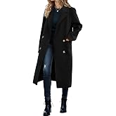 Saodimallsu Womens Winter Double Breasted Pea Coats Long Trench Coat Casual Work Office Overcoat with Pocket