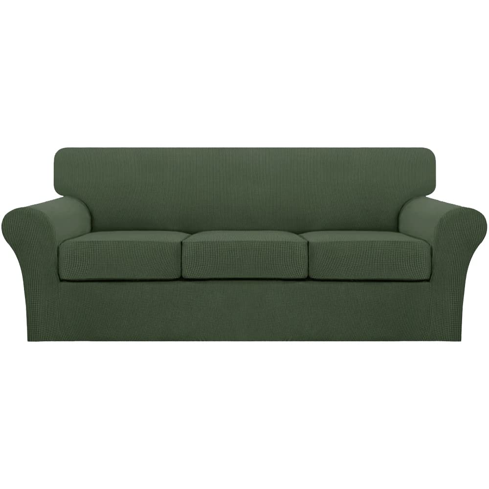Photo 1 of Turquoize 4 Piece Sofa Covers for 3 Cushion Couch Sofa Slipcover Soft Couch Cover for Dogs-Washable Sofa Furniture Covers with 3 Individual Cushion Covers (3 Cushion Sofa, Bronze Green)