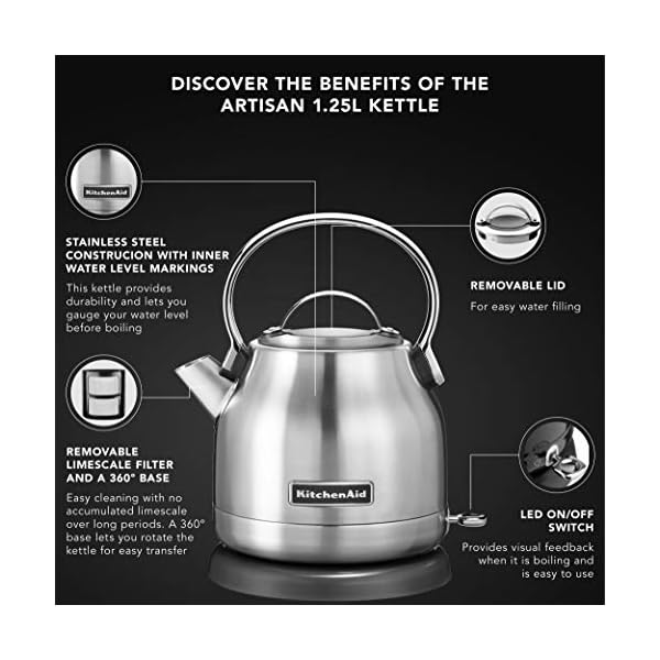 KitchenAid KEK1222SX 1.25Liter Electric Kettle Brushed Stainless Steel,Small & KMT4115SX