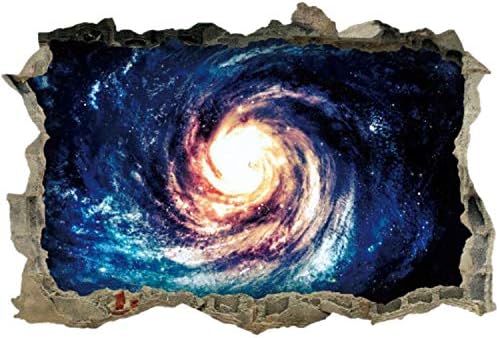3D Wall Stickers Spiral Galaxy Cracked Wall Effect Wall Arts Decals Removable Peel and Stick Galaxy Space Mural Wall Decals