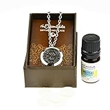 Greek Key Medallion Essential Oil Diffuser Necklace Stainless Steel Locket Pendant with 24