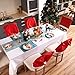 26 Pieces Christmas Santa Hat Covers, Include 6 Pieces Santa Hat Chair Covers Chair Back Covers and 20 Pieces Santa Hats Silverware Holders Wine Bottle Cover for Xmas Festive Party Table Decoration