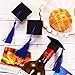 Hicarer 12 Pack 2024 Mini Graduation Caps with tassels Grad Hat Cake Wine Bottle Toppers for Graduation Party Decorations(Dark Blue)