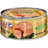 Sadaf Solid Light Tuna in Olive Oil - Canned Tuna for Cooking and Food Enhancing - Tuna in Olive Oil Extra Virgin - Kosher - 6 Oz Can