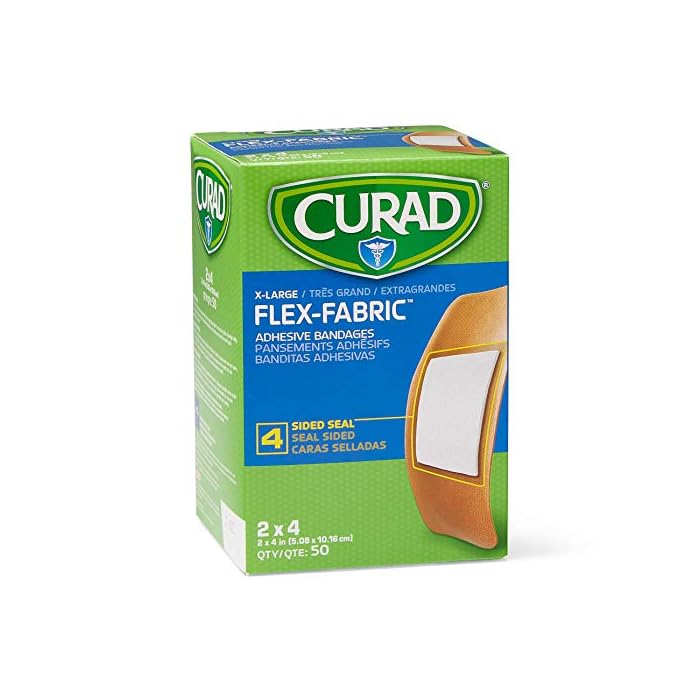 Curad Flex-Fabric Adhesive Bandages with Stretch to Conform to Wounds, 2 x 4 Inches, (50 Count)
