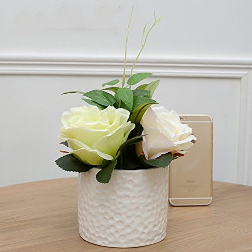 Simple ceramic flowerpot simulation plant green planting ornaments silk flower decoration flowers creative potted set-D