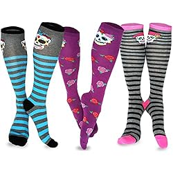 TeeHee Novelty Cotton Knee High Fun Socks 3-Pair