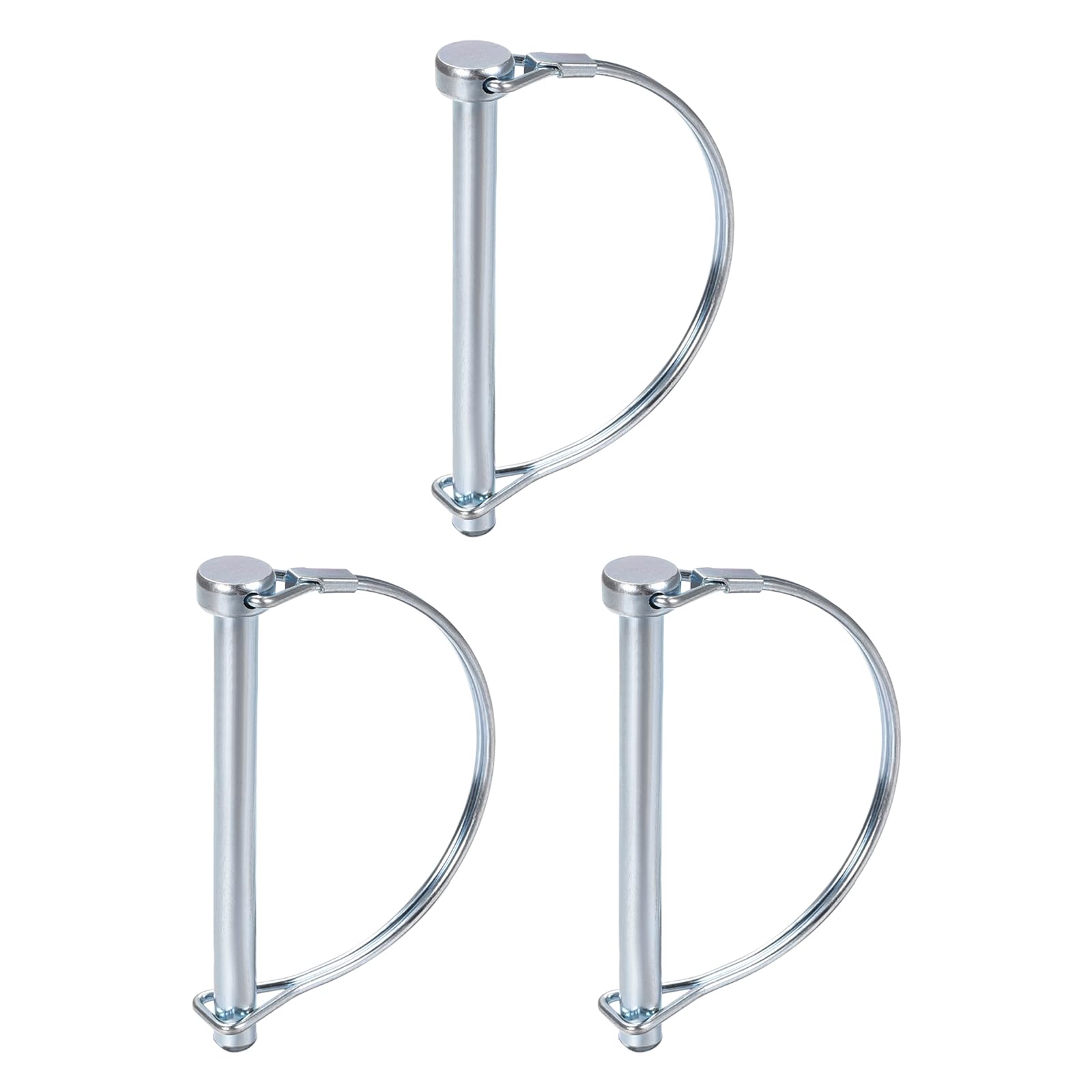 DTGN 8mm x 90mm (DxL) Shaft Locking Pin - 3Pack - Good for Farm Trailers Lawn - Carbon Steel Round Trailer Coupler Pin - Silver Tone