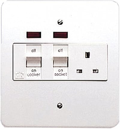 MK K5011WHI 45A Double Pole Metal Cooker Switch with Neon