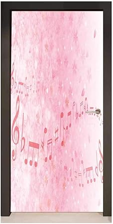 Amazon Com Light Pink 3d Door Wallpaper Music Notes Pitch On