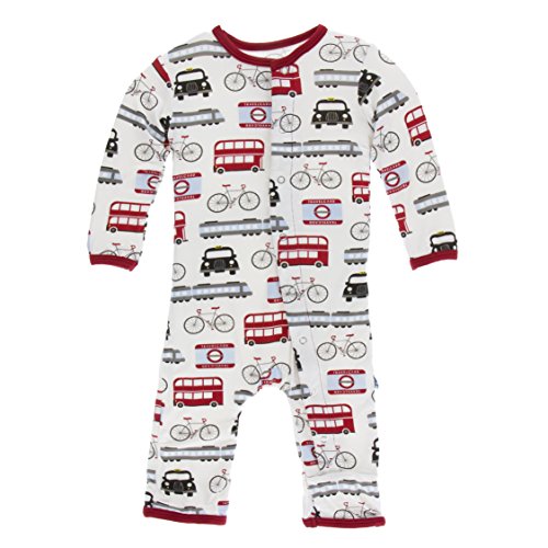 Kickee Pants Little Boys Print Coverall with Snaps - London Transport, 6-9 Months
