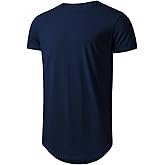 Big and Tall Mens Tshirts Longline Extra Long Shirts Hipster Reflective Line Scallop Tees Shirts Tops