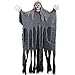 ATDAWN 5.6 Ft Hanging Screaming Ghost Decoration, Halloween Skeleton Grim Reaper Door or Wall Curtain for Haunted House Prop Decoration, Black