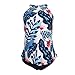Women Halter Neck Swimsuit, Leadmall Backless Leaf Print Swimwear Tankini Tank Top Plus Size Swimming Suit with Cut Out Bottoms (XXL, Blue)thumb 4
