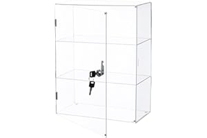 GENERIC 3 Shelf Acrylic Display case with Lock Key | Display Cases for Collectibles Hotwheels, Knife, Lego, Funko | Display Cabinet for Retail countertop Store