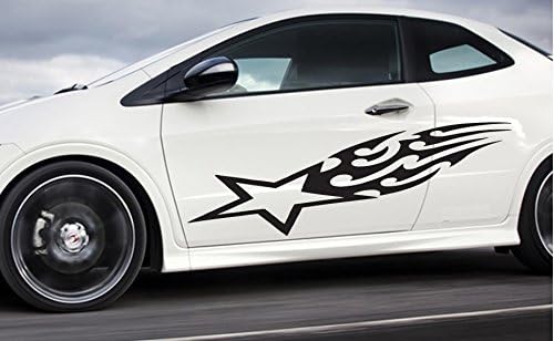Universal Tribal Star Flame Car Pinstripe Racing Side Graphics Set Decals11"x56"