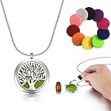 Tree of Life Essential Oil Diffuser Necklace Aromatherapy Real 316L Steel Fine Made For Aromatherapy Fragrance Enjoy 10 Piece Felt Pad included