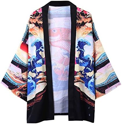 Jacke Top Summer Japanese Five Point Sleeves Kimono Mens and Womens Couple Cloak