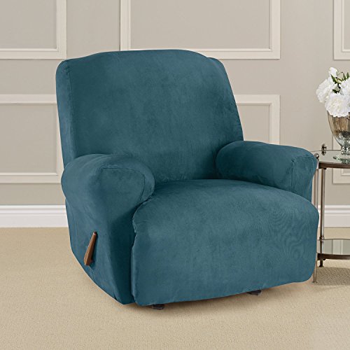 Sure Fit Ultimate Stretch Suede Recliner Slipcover Peacock Blue