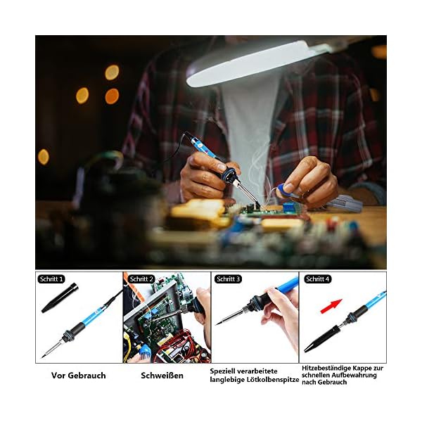 LÃ¶tkolben Set, HANDSKIT 20-in-1 LÃ¶tsetãNeueste Versionã90W LCD-LÃ¶tkolben, regelbare Temperatur 180â480Â°C, mit 5 LÃ¶tspitzen, digitalem Multimeter, EntlÃ¶tpumpe, LÃ¶tkolbenstÃ¤nder, LÃ¶tzinn & Pinzette – Bild 4