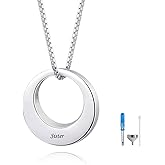 BEILIN Sterling Silver Circle of Life Eternity Memorial Urn Necklace Always with me Cremation Jewelry Pendant Necklaces for ashes