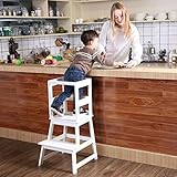 SDADI Kids Kitchen Step Stool with Safety Rail CPSC Certified- for Toddlers 18 Months and Older, White LT01W