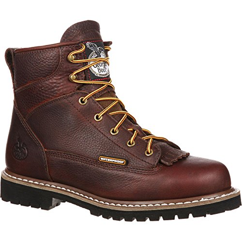 Georgia Boot Waterproof Lace-To-Toe Work Boot, Chocolate, Size 11.5(W)