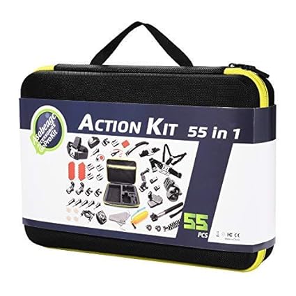 Asobeage 55-in-1 Kamera Zubehör Kit für Gopro Hero 7, Hero 4,5,6, Session, Schwarz, Hero 2018, Fusion, AKASO Yi APEMAN VIVITA