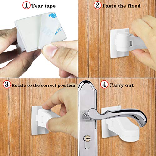 Door Lever Lock Baby Proofing Door handle Lock,Childproofing Door Knob Lock,Adhesive Door Handle Simple Install No Tools Needed (4 pack) - Thumbnail 2