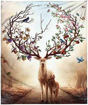 YAMUDA Cotton Tapestry Wall Tapestry Wall Hanging Tapestries Modern Tapestry Wall Blanket Wall Decor Wall Art Home Decor, Size: 59 x 51 Inches (deer horn)