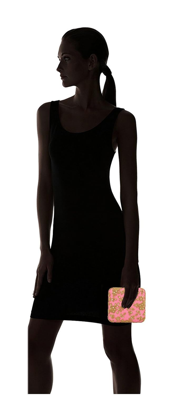 tooba women's sequence leaves squre box clutch