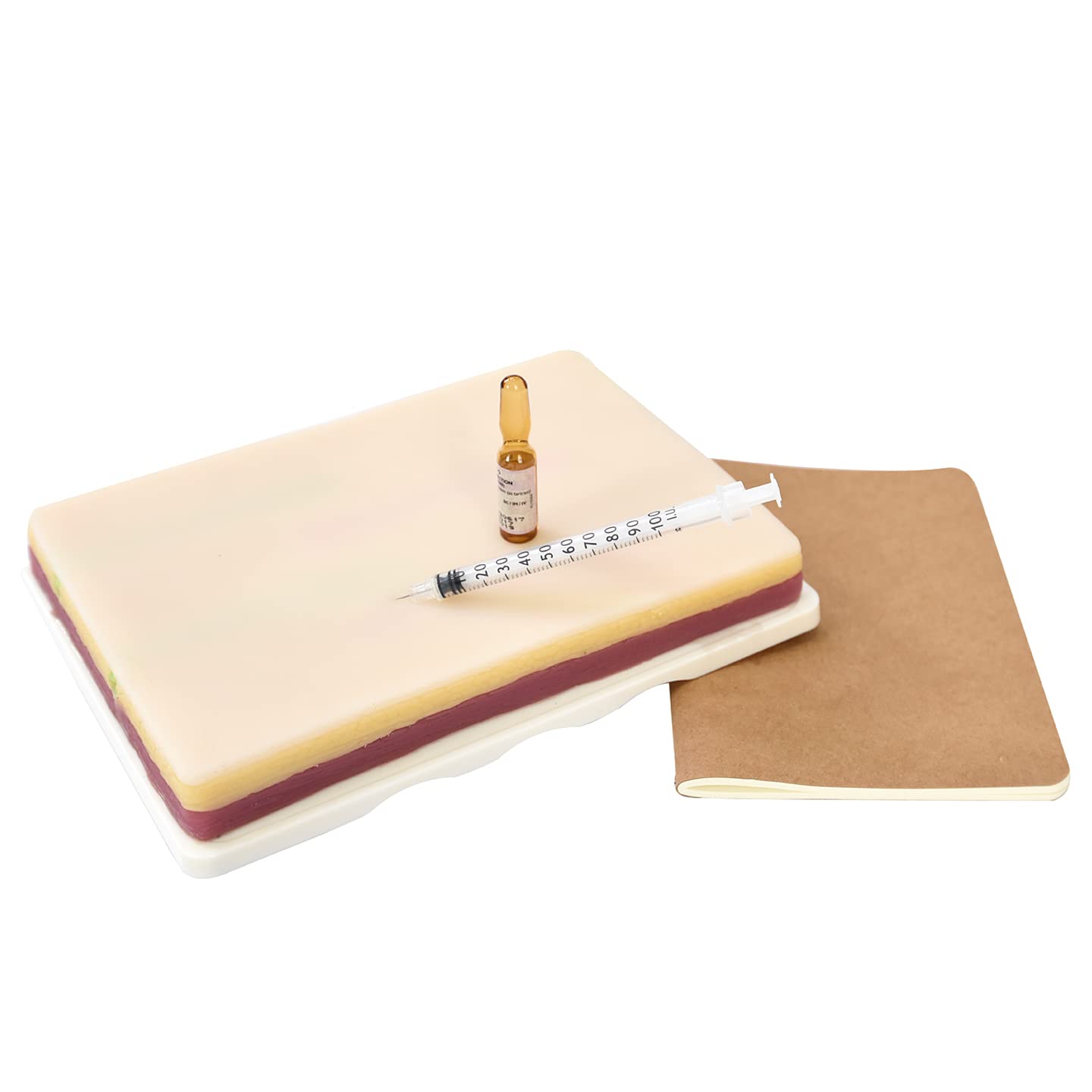 ROONOVA: IV Training Pad | Portable Practice Injection Model with 3 Layer | Represents Skin, Fat and Muscle | Complete with A6 Blank Page Notepad | Nurse & Doctor Practice Pad | High Quality Material