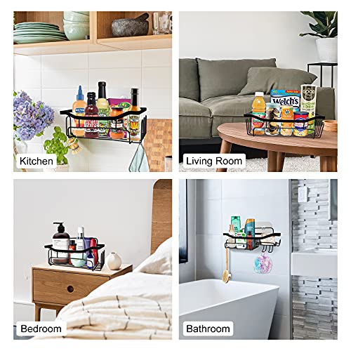 Shower Caddy Bathroom Shelf, Wall Decor for Bathroom Floating Shelves Rack, Icymate 2 Pack No Drilling Traceless Adhesive Kitchen Storage Organizer, US304 Rustproof Bathroom Accessories, Black