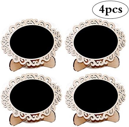 Golden Seven Mini Chalkboards Signs with Easel Stand Wood Chalk Board Wedding Table Numbers Message Board, 4-Pack