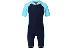 Loloda Boys One Piece Rash Guard Swimsuit Short Sleeve Water Sport Bathing Suits UPF 50+ Sun Protection